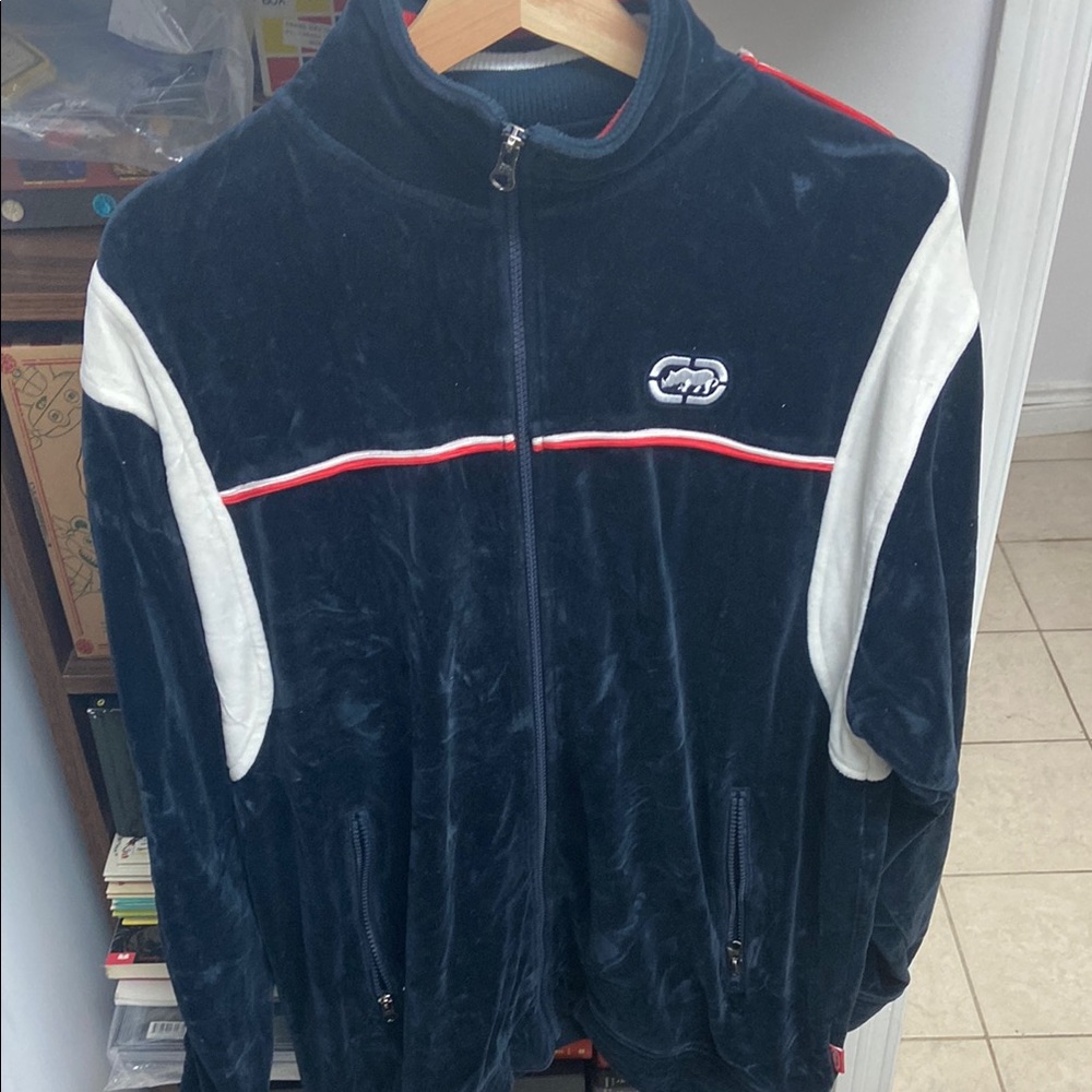 Y2K Ecko Unlimited Dark Blue Zip-Up Cozy Track Jacket